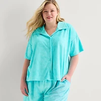 Sleep Chic Womens Short Sleeve 2-pc. Plus Pajama Set