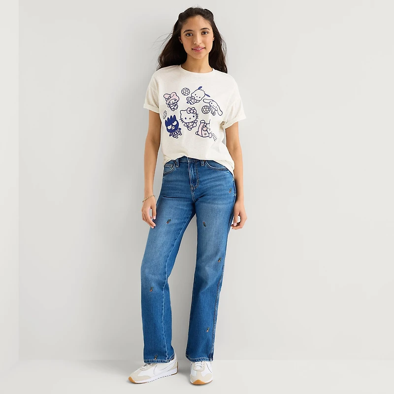 Hello Kitty And Friends Soccer Boyfriend Tee Womens Juniors Crew Neck Short Sleeve Regular Fit Graphic T-Shirt