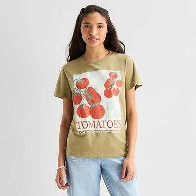 Grayson Threads, The Label Tomato Boyfriend Tee Womens Juniors Crew Neck Short Sleeve Regular Fit Graphic T-Shirt