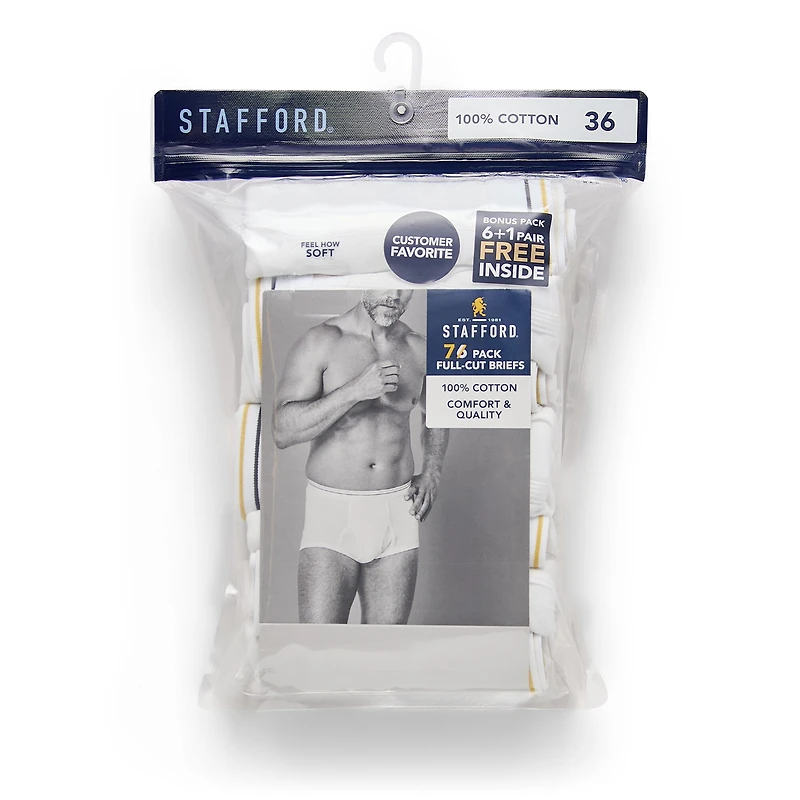 Stafford Cotton Full Cut Bonus Pack Mens 7 Pack Briefs 302865