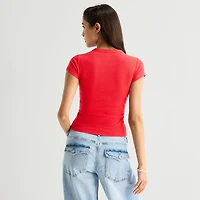 Arizona Womens Juniors Crew Neck Short Sleeve Regular Fit Graphic T-Shirt