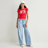 Arizona Womens Juniors Crew Neck Short Sleeve Regular Fit Graphic T-Shirt