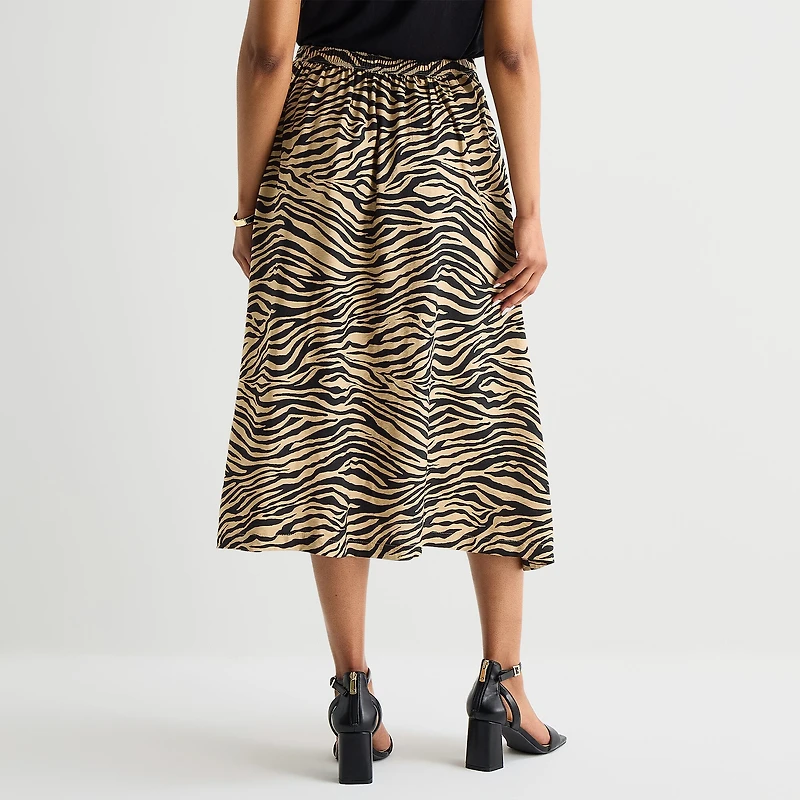 Liz Claiborne Womens High Rise Midi A-Line Skirt