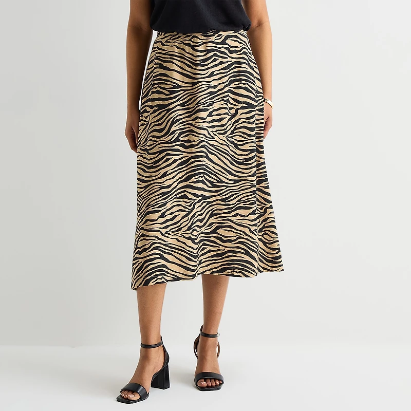 Liz Claiborne Womens High Rise Midi A-Line Skirt