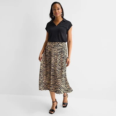 Liz Claiborne Womens High Rise Midi A-Line Skirt