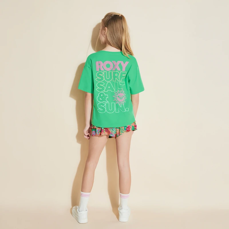 Roxy Big Kid Girls Crew Neck Short Sleeve Oversized Graphic T-Shirt
