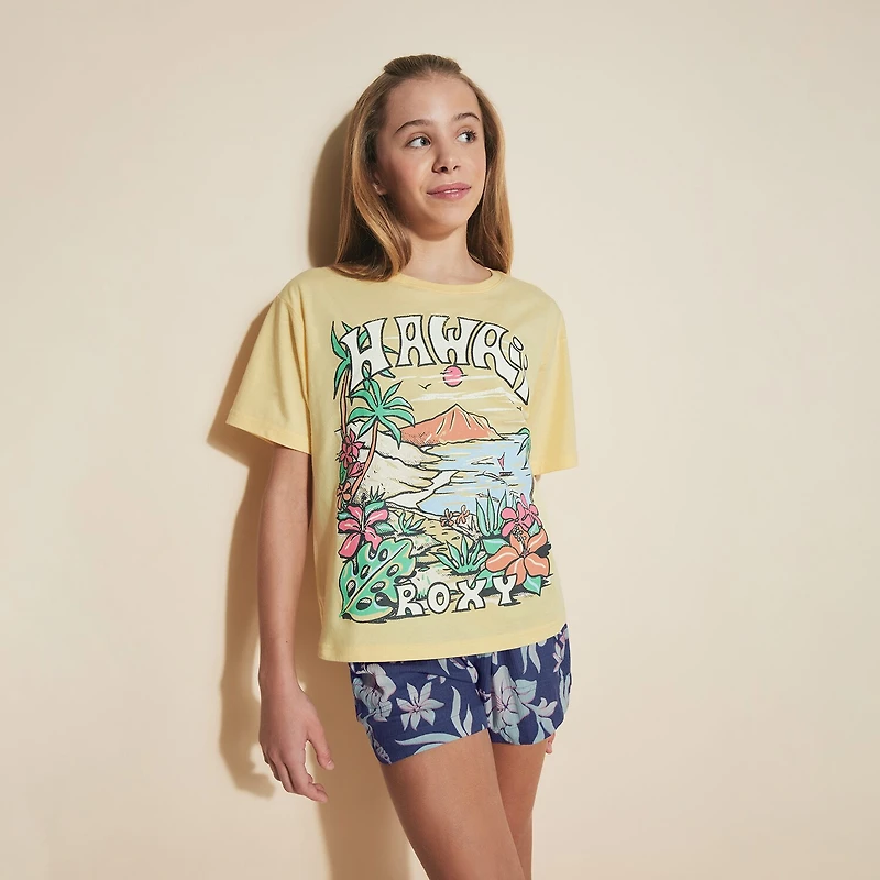 Roxy Big Kid Girls Crew Neck Short Sleeve Regular Fit Graphic T-Shirt