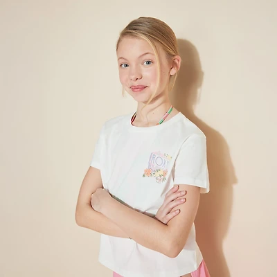 Roxy Big Kid Girls Crew Neck Short Sleeve Regular Fit Graphic T-Shirt