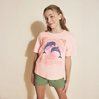Roxy Big Kid Girls Crew Neck Short Sleeve Regular Fit Graphic T-Shirt