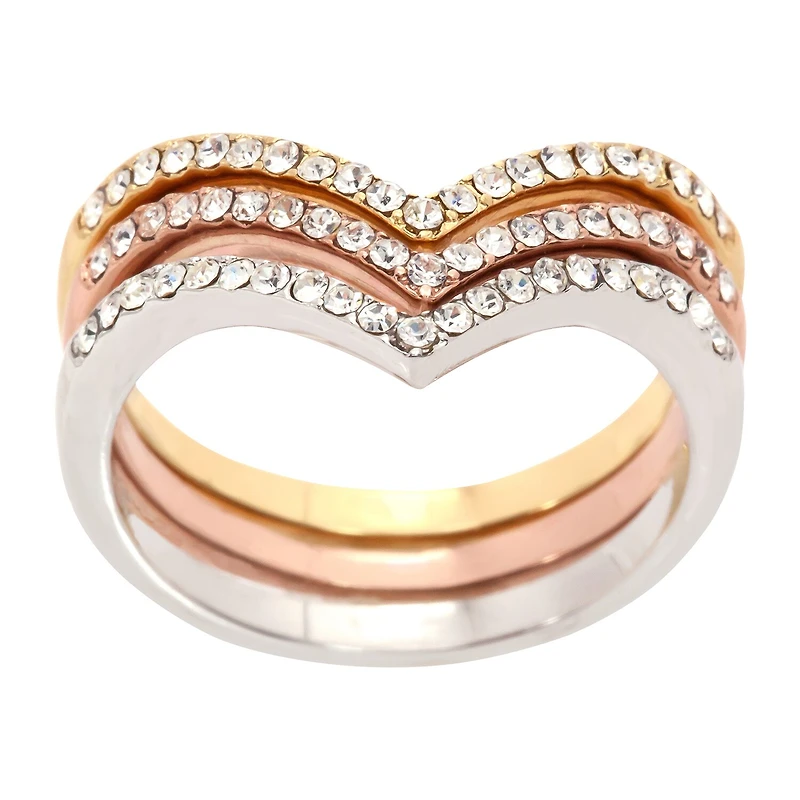 Sparkle Allure Womens Crystal 14k Rose Gold Over Brass Hypoallergenic Ring Set