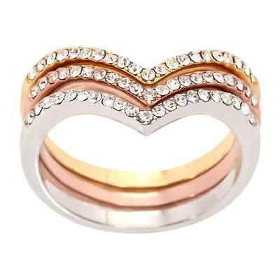 Sparkle Allure Womens Crystal 14k Rose Gold Over Brass Hypoallergenic Ring Set
