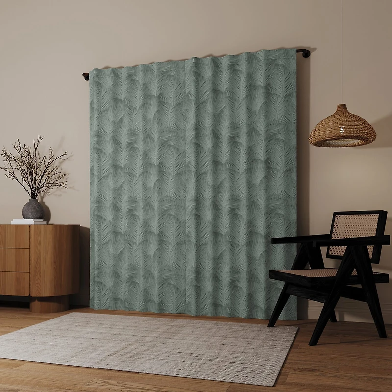 Indigo Road by Egypt Sherrod Coppa Leaf Motif Magnetic Closure Back Tab 100% Blackout Single Curtain Panel