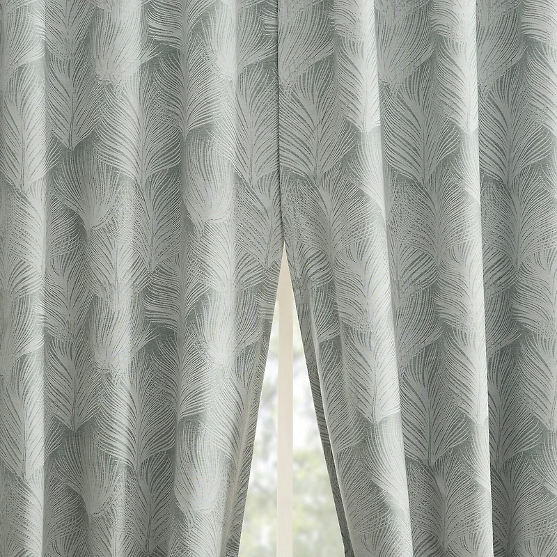 Indigo Road by Egypt Sherrod Coppa Leaf Motif Magnetic Closure Back Tab 100% Blackout Single Curtain Panel
