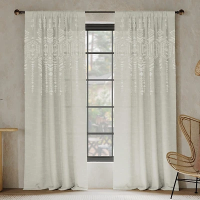 Indigo Road by Egypt Sherrod Palo Global Embroidery Rod Pocket Embroidered Light-Filtering Single Curtain Panel