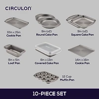 Circulon® Total Nonstick Bakeware, 10-Piece Set, Gray