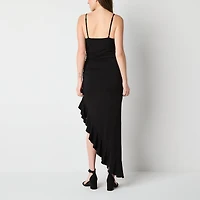 Emerald Sundae Womens Juniors Midi Draped Neck Sleeveless Casual Bodycon Dress