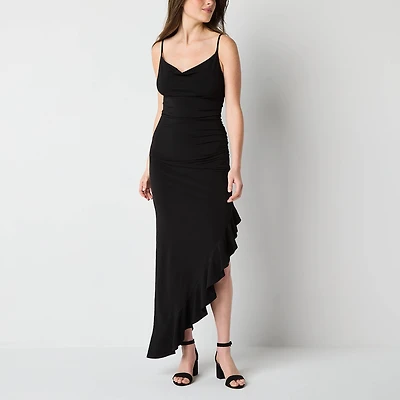Emerald Sundae Womens Juniors Midi Draped Neck Sleeveless Casual Bodycon Dress