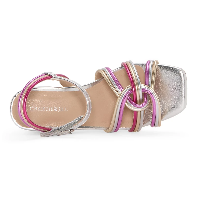 Christie & Jill Honor Little Big Kid Girls Square Open Toe Block Heel Pumps