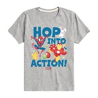 Disney Collection Little & Big Kid Boys Crew Neck Short Sleeve Regular Fit Iron Man Marvel Spiderman Graphic T-Shirt