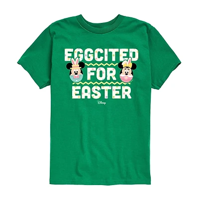Disney Collection Little & Big Kid Boys Crew Neck Short Sleeve Regular Fit Mickey Mouse Minnie Graphic T-Shirt