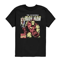 Disney Collection Little & Big Kid Boys Crew Neck Short Sleeve Regular Fit Iron Man Marvel Graphic T-Shirt