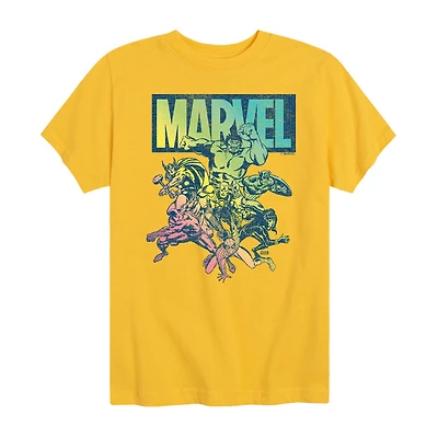 Disney Collection Little & Big Kid Boys Crew Neck Short Sleeve Regular Fit Captain America Hulk Iron Man Graphic T-Shirt