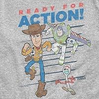 Disney Collection Little & Big Kid Boys Crew Neck Short Sleeve Regular Fit Buzz Lightyear Woody Toy Story Graphic T-Shirt