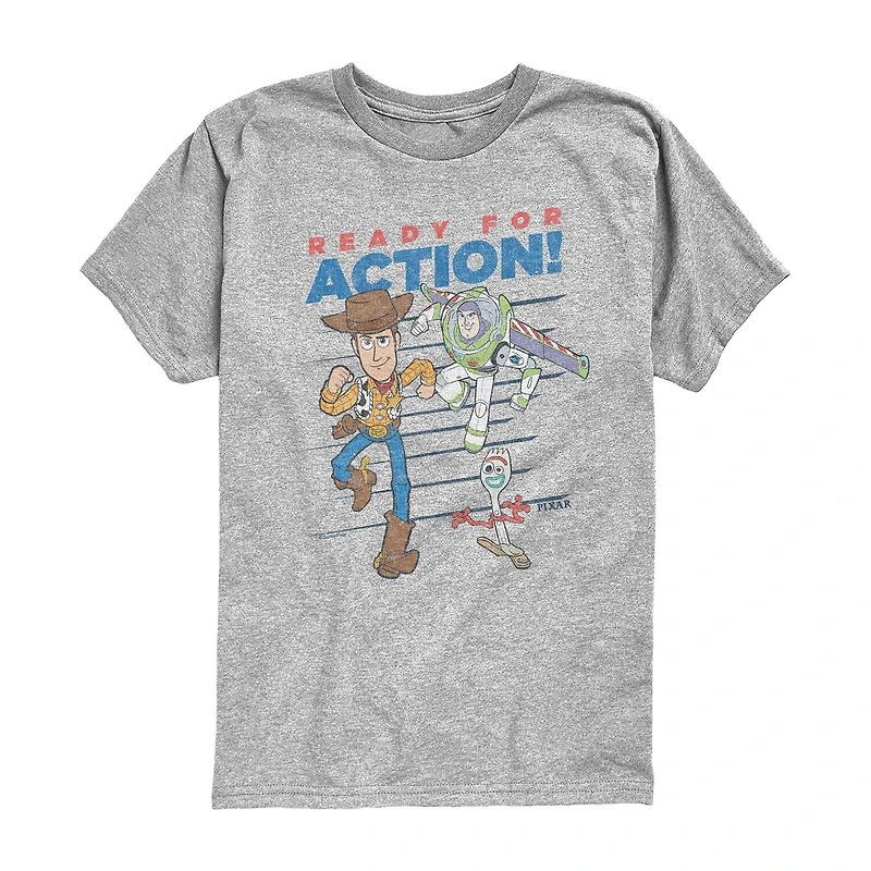Disney Collection Little & Big Kid Boys Crew Neck Short Sleeve Regular Fit Buzz Lightyear Woody Toy Story Graphic T-Shirt