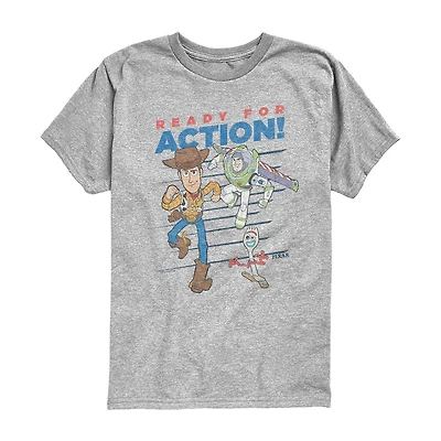 Disney Collection Little & Big Kid Boys Crew Neck Short Sleeve Regular Fit Buzz Lightyear Woody Toy Story Graphic T-Shirt