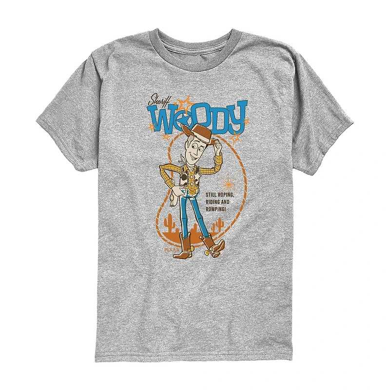 Disney Collection Little & Big Kid Boys Crew Neck Short Sleeve Regular Fit Woody Toy Story Graphic T-Shirt