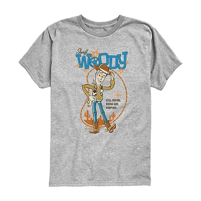 Disney Collection Little & Big Kid Boys Crew Neck Short Sleeve Regular Fit Woody Toy Story Graphic T-Shirt