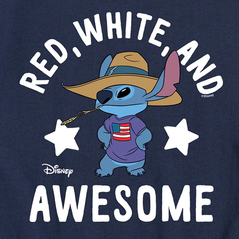 Disney Collection Toddler Boys Crew Neck Short Sleeve Regular Fit Lilo & Stitch Graphic T-Shirt