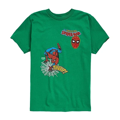 Disney Collection Little & Big Kid Boys Crew Neck Short Sleeve Regular Fit Marvel Spiderman Graphic T-Shirt