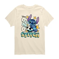 Disney Collection Toddler Boys Crew Neck Short Sleeve Regular Fit Lilo & Stitch Graphic T-Shirt