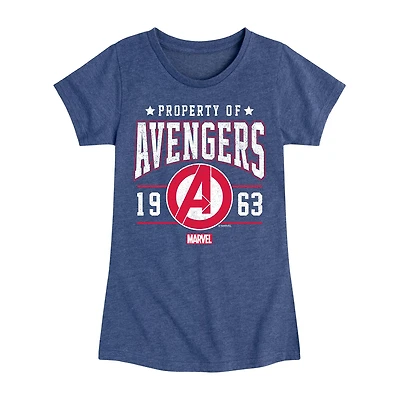 Disney Collection Little & Big Kid Girls Crew Neck Short Sleeve Regular Fit Avengers Marvel Graphic T-Shirt