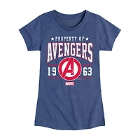 Disney Collection Little & Big Kid Girls Crew Neck Short Sleeve Regular Fit Avengers Marvel Graphic T-Shirt
