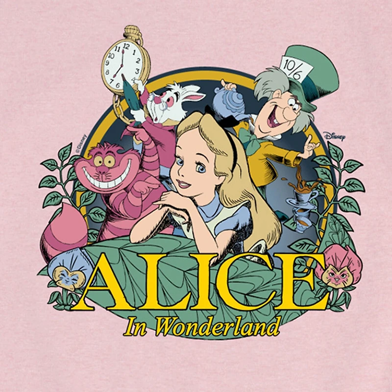 Disney Collection Little & Big Kid Girls Crew Neck Short Sleeve Regular Fit Alice Wonderland Graphic T-Shirt