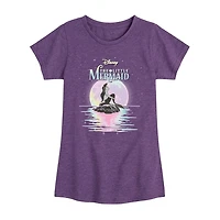 Disney Collection Little & Big Kid Girls Crew Neck Short Sleeve Regular Fit Ariel The Mermaid Graphic T-Shirt