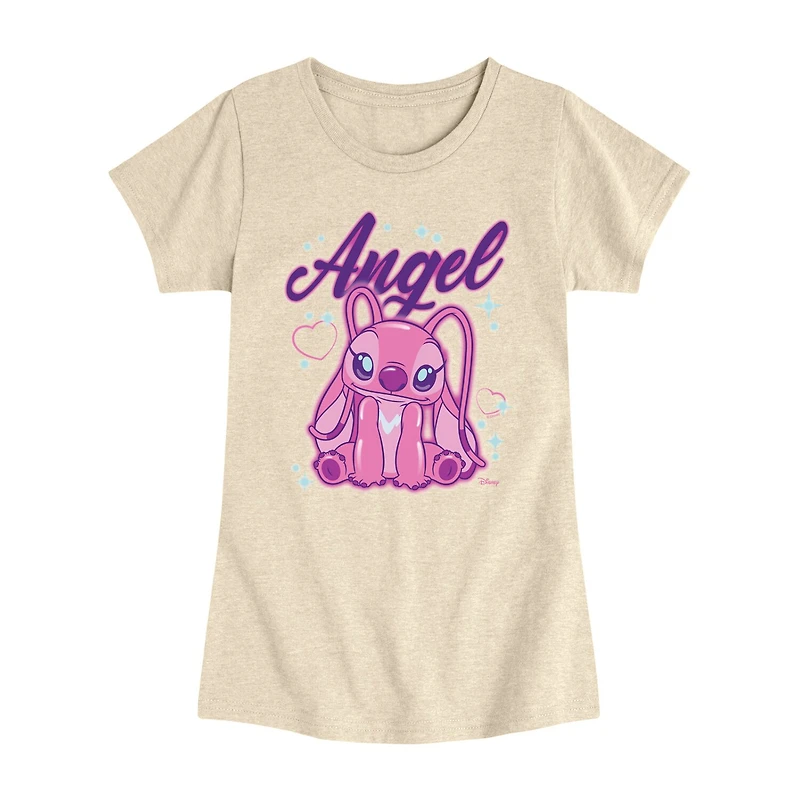 Disney Collection Little & Big Kid Girls Crew Neck Short Sleeve Regular Fit Lilo Stitch Graphic T-Shirt