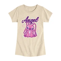 Disney Collection Little & Big Kid Girls Crew Neck Short Sleeve Regular Fit Lilo Stitch Graphic T-Shirt