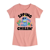 Disney Collection Little & Big Kid Girls Crew Neck Short Sleeve Regular Fit Lilo Stitch Graphic T-Shirt