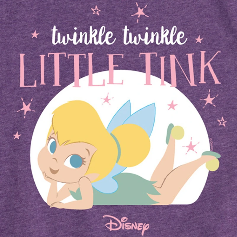 Disney Collection Toddler Girls Crew Neck Short Sleeve Regular Fit Fairies Tinker Bell Graphic T-Shirt