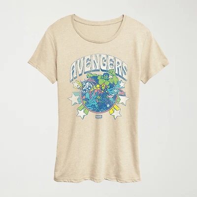 Womens Crew Neck Short Sleeve Classic Fit Avengers Graphic T-Shirt