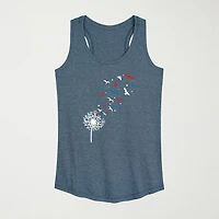 Patriotic Dandelion Birds Womens Crew Neck Sleeveless Tank Top
