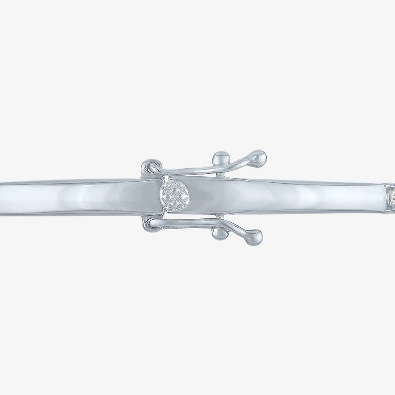 (G-H / Si2-I1) Womens 1 CT. T.W. Lab Grown White Diamond Pure Silver Over Brass Bangle Bracelet
