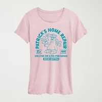 Patricks Home Repair Womens Crew Neck Short Sleeve Classic Fit Spongebob Graphic T-Shirt