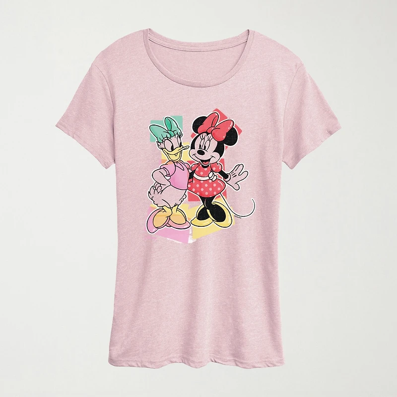 Womens Crew Neck Short Sleeve Classic Fit Daisy Duck Minnie Mouse Graphic T-Shirt