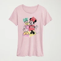 Womens Crew Neck Short Sleeve Classic Fit Daisy Duck Minnie Mouse Graphic T-Shirt