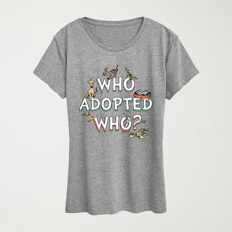 Who Adopted Womens Crew Neck Short Sleeve Classic Fit Dr. Seuss Graphic T-Shirt