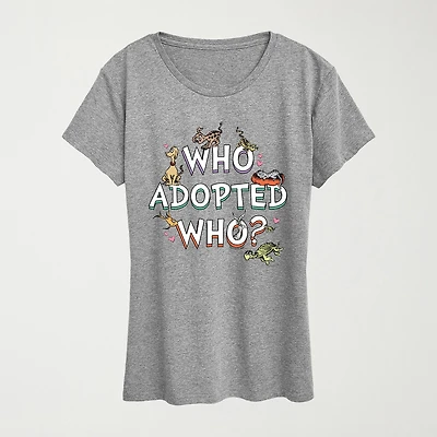 Who Adopted Womens Crew Neck Short Sleeve Classic Fit Dr. Seuss Graphic T-Shirt